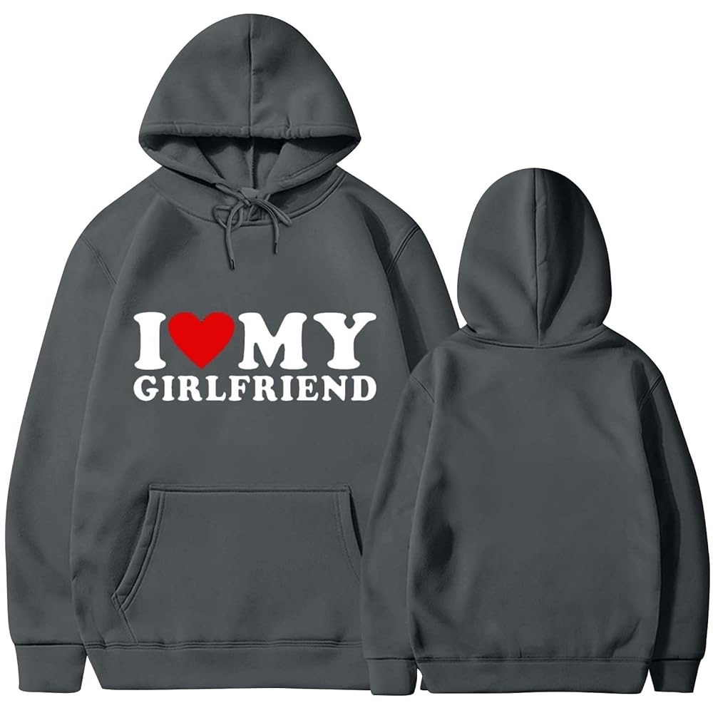 Black XL Valentine's Day Heart Printed Sweatshirts Loose Comfy Hoodie